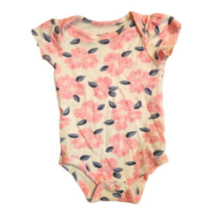 LITTLE TREASURE one piece. White with pink roses. Size 9-12mnths